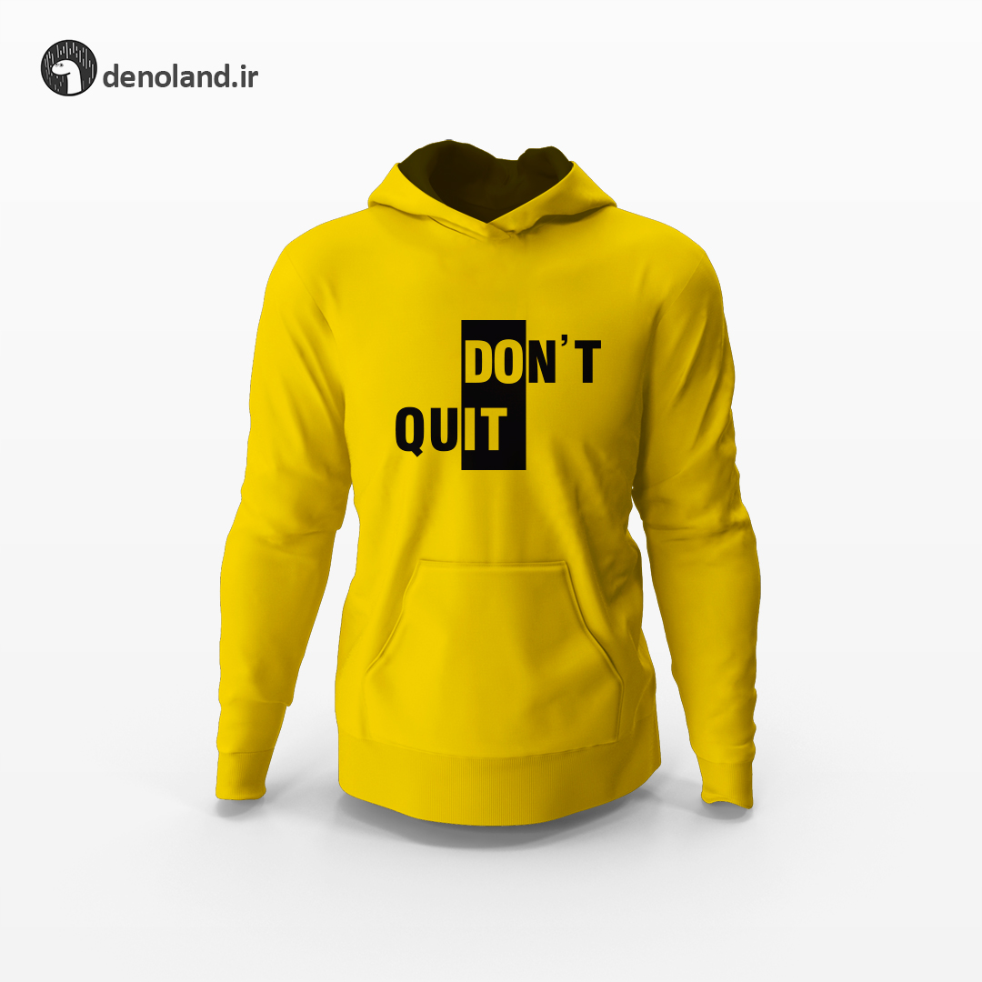 هودی زرد خردلی با طرح Dont Quit