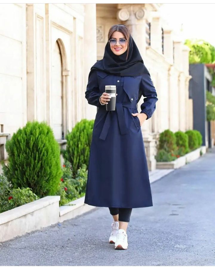 استایل دانشجویی دخترونه با مانتو بلند دامنی