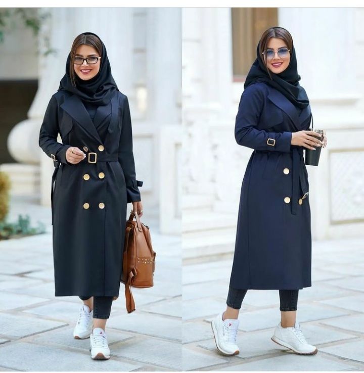 استایل دانشجویی دخترونه با مانتو بلند رسمی